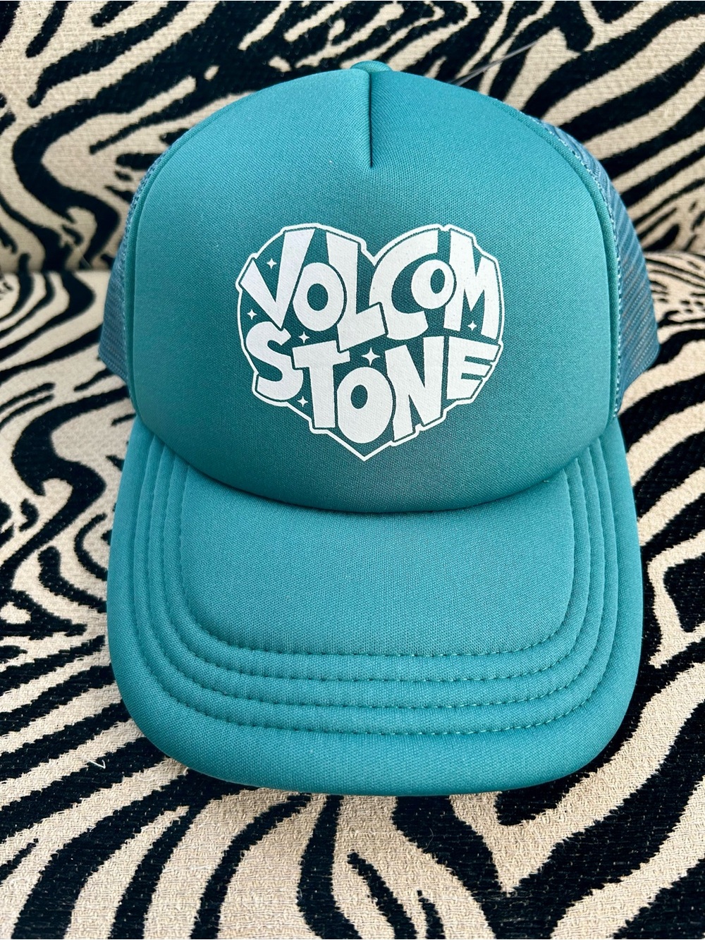 Volcom Teal Foam Trucker Hat with White Heart Logo